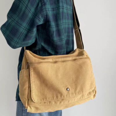Japanese Casual Canvas Handbag Womens Men Satchels Crossbody School Shoulder Bag