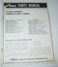 Ariens 2.7, 3.5 & 5HP Sno-Thro Snow Thrower Parts Manual 932000 Series 1979 OEM!