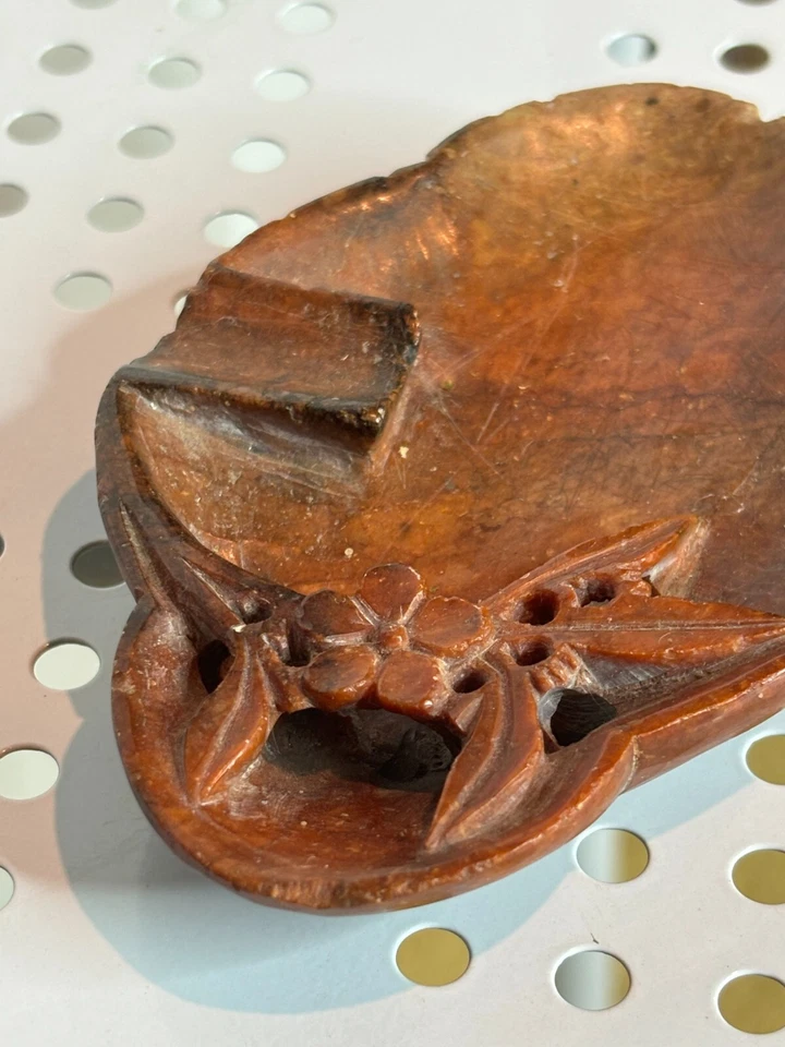 Винтажная антикварная китайская щетка ручной работы из мыльного камня стиральная машина блюдо чаша цветы - Изображение 3 из 4