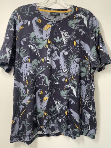 Ted Baker London Beakme Parrot Print Crewneck Tee Navy Men’s Size 6 - Picture 1 of 13