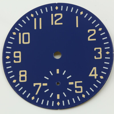 Flieger Zifferblatt für ETA Unitas 6498, Blue Enamel, Dial Cadran Superluminova
