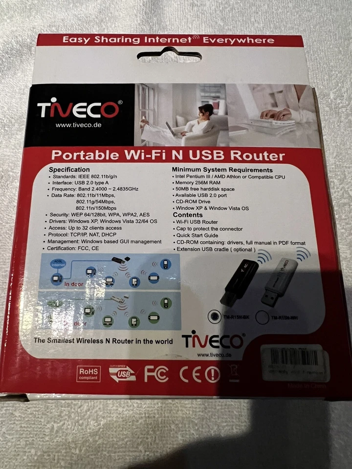 Tiveco Portable Wi-Fi N USB Router A Wi-Fi Lan Card + AP Router Wireless - Bild 2 von 3