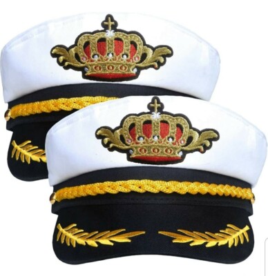  TWO ADULT YACHT BOAT SHIP SAILOR CAPTAIN COSTUME,ADJUSTABLE,NEW,HALLOWEEN,PARTY