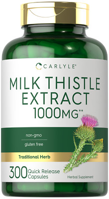 Milk Thistle Extract Capsules | 1000mg | 300 Count | Non-GMO | by Carlyle
