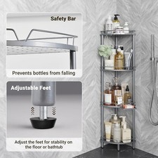 Orimade Rustproof 4 Tier Floor Standing Corner Shower Caddy Organizer, Plastic M