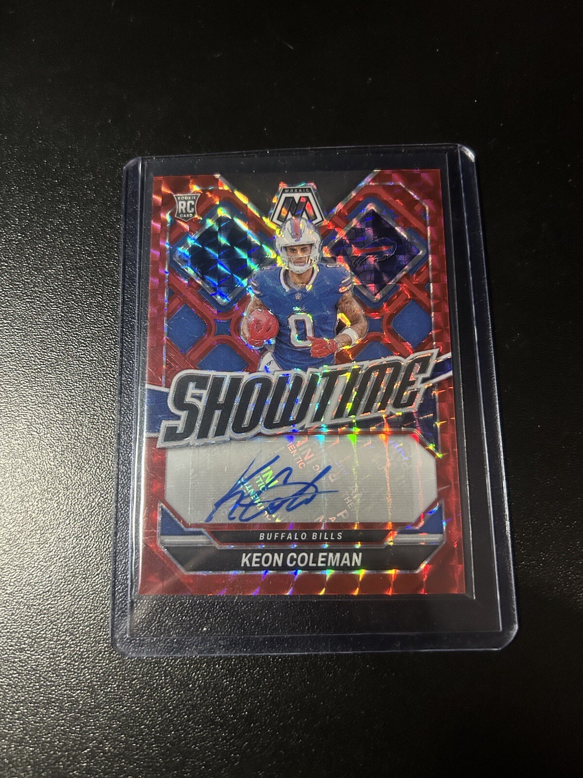 2024 Panini Mosaic - Showtime Signatures Red Prizm Keon Coleman /199 (AU, RC)
