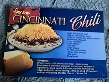NEW "FAMOUS CINCINNATI CHILI" RECIPE POSTCARD