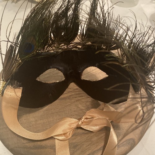 Venetian PeacockFeather Animal Print Mardi Gras Masquerade Ball Mask Halloween - Picture 10 of 10