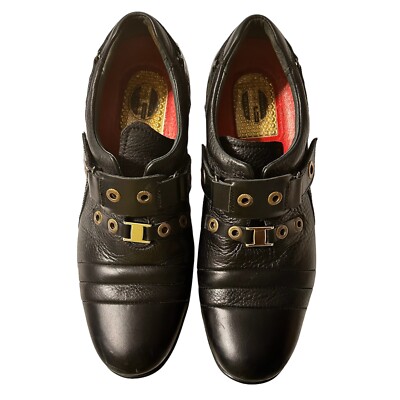 GRAVITY DEFYER Mens Slip On Grommet Black Leather Strap  display picture 1