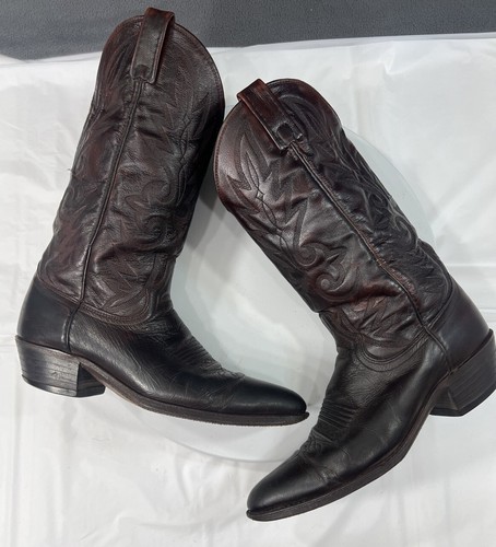 Dan Post Cowboy Cowgirl Western Boots Women SZ 9.5 B Leather Black Cherry Brown