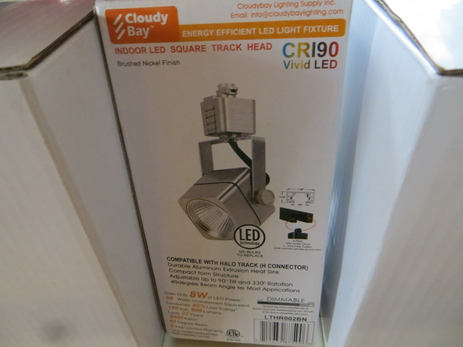 Cloudy Bay Indoor Led Square Track Head CR190 Vivid Led 600 Lumens NIB
