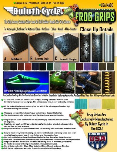 Better than Leather Motorcycle Hand Grip Throttle Covers Wraps - Frog Grips - Foto 5 di 15