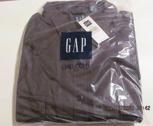 NEW - GAP BRUSHED TWILL BUTTON DOWN MENS SHIRT XXL - DOUBLE POCKETS - A/F GRAY - 第 1/8 張圖片