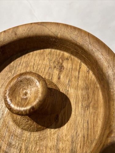 Hand Turned Nut Bowl Spalded Maple Primitive Textured Vintage 7.5” Rustic Signed - Imagen 5 de 15