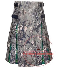 Scottish Irish Tartan Utility Kilt Digital Camo Hybrid Kilt Men Custom Size KILT