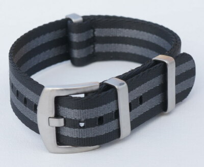 extra lang Uhren Strap textiles Durchzugsband Armband 20 mm schwarz grau  6527