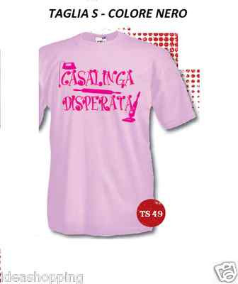 T-SHIRT MAGLIA MAGLIETTA NERA con frase CASALINGA DISPERATA TAGLIA