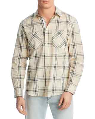 Rag & Bone L55611 Mens White Plaid Cotton Button-Up Gus Shirt Size L