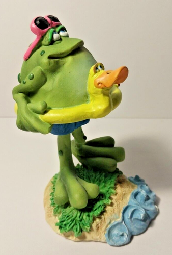 TOADILY YOURS Russ Berrie Figurine Swimming Bobble Frog Toad 25409 - Picture 8 of 11