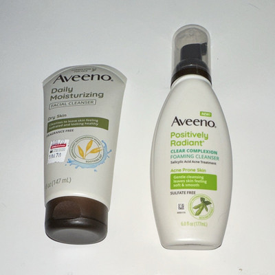 Aveeno Facial Cleanser Set 5-6 fl oz Foaming, Salicylic Acid, Dry Skin