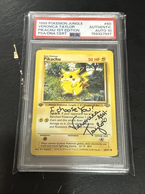 1999 Pokémon Jungle Pikachu 1st Edition 60/64 PSA Graded Auto 10 Veronica Taylor