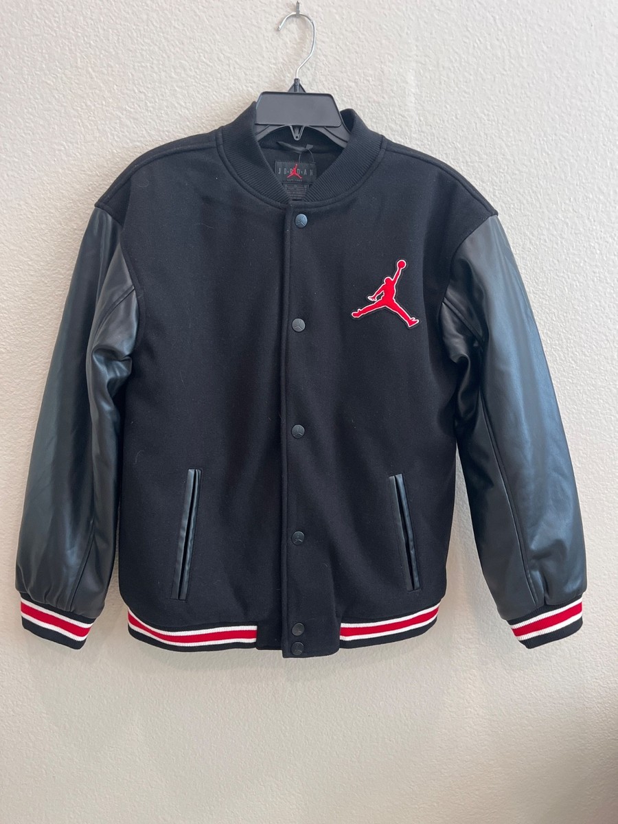 NWT NIKE JORDAN JACKET BLACK BOYS 95D197-023 SZ XL FAUX LEATHER | eBay