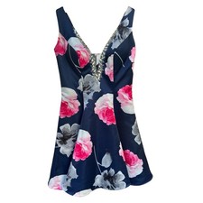 GLAMOUR Terani Couture Size 2 Formal Dress Aline Blue Floral Gemstone Romantic