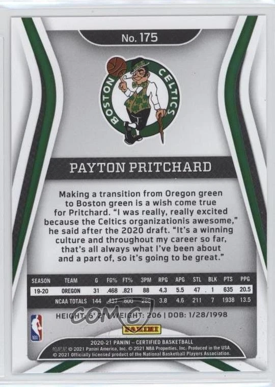 2020-21 Certified Mirror Red Payton Pritchard #175 Rookie RC - Image 2 of 2