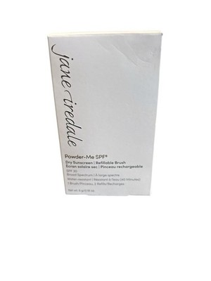 Jane Iredale Powder Nude Me SPF 30 Dry Sunscreen Refillable Brush +2 Refills New