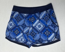 Lands End Blue Geometric Swim Shots. Lined. Key Pocket. Pockets . Sz 14