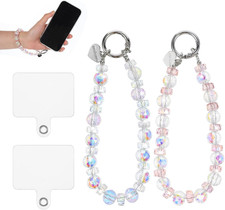 2Pcs Beaded Phone Wrist Strap Sparkling Crystal Cell Phone Wrist Strap Teardrop
