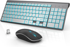 J Wireless Keyboard and Mouse Combo with 7 Backlit Options,Quiet Light up Keys,