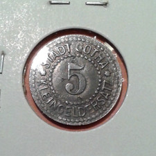 Germany Notgeld 5 Pfennig coin 1920s.