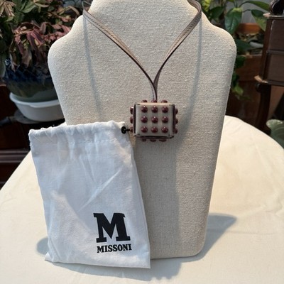 NEW MISSONI Studded Taupe Brown Cubed Purse Bag Charm Accessory with Dust Bag