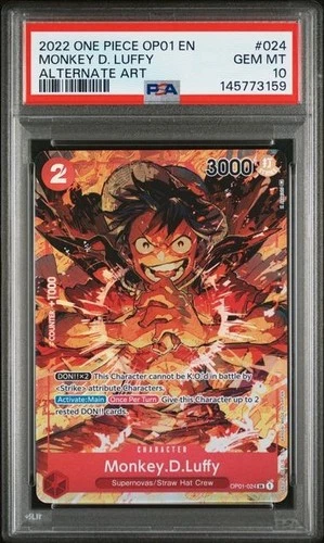 ONE PIECE MONKEY D. LUFFY 2022 OP01-ROMANCE DAWN #024 ALT ART PSA 10