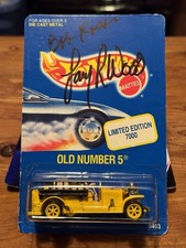 Hot Wheels 1993 Old Number 5 LE 1/7000 Yellow Fire Truck Signed Larry Wood NEW!
