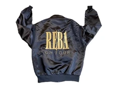 VINTAGE REBA MCENTIRE TOUR JACKET BLACK SATIN BLACK SHEEP MADE USA 1990s COUNTRY
