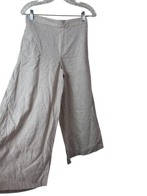 Banana Republic Wide Leg Cropped Linen Blend Pants size XS Flax Beige Minimalist