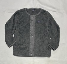 Patagonia Jacket Youth Small 7/8 Gray Snap Front Fleece Lined Cozy Winter