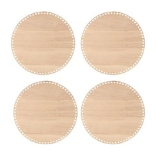 4Pcs 4 Inch Round Crochet Basket Bottom Dark Wood Wooden Base for Knitting Craft