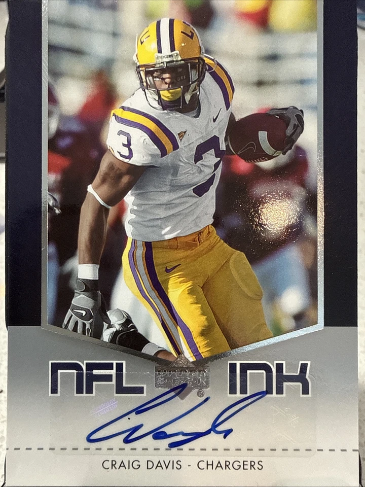 2007 Upper Deck NFL Ink Craig Davis Auto! LSU Tigers!  San Diego Chargers !! - Image 2 of 4