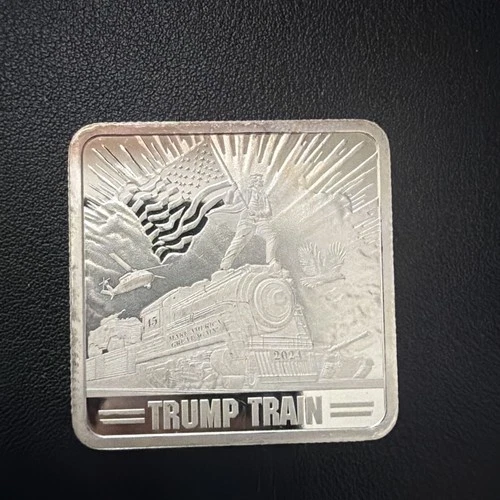 2024 1oz Proof Trump Square Trump Train Silver Bar 45 MAGA 47 .999 Silver