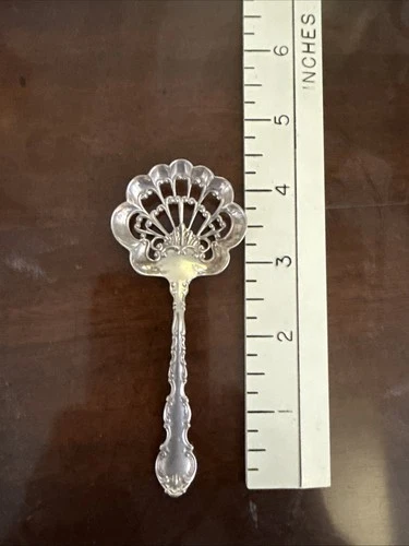 Gorham Sterling Silver Pierced Bon Bon Nut Spoon - Ornate Shell Pattern