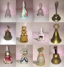 Various Vintage Handheld Ringer Bells and Chimes