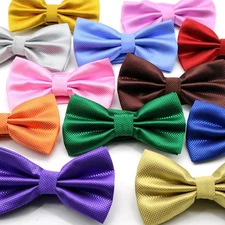 Polyester Plaid Bow Tie Men Adjustable Solid Ties Butterfly Wedding Formal