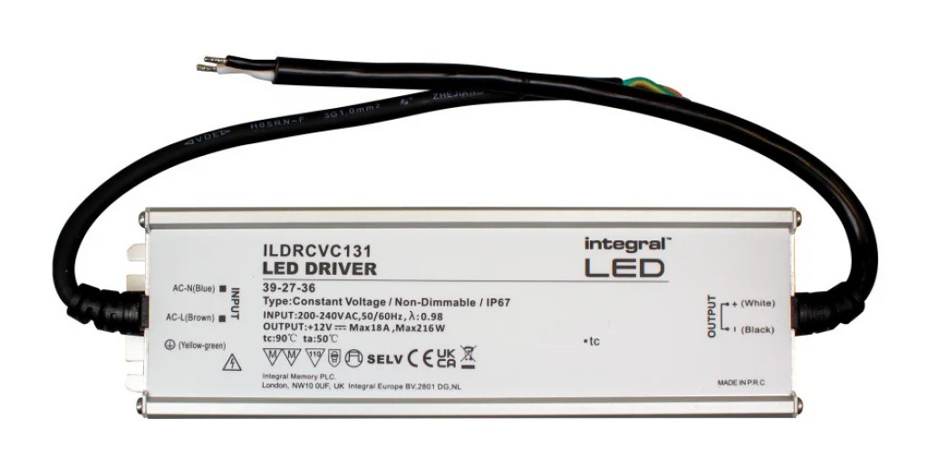 Transformers & LED Driver Silver 12v 216w IP67 Integral ILDRCVC131