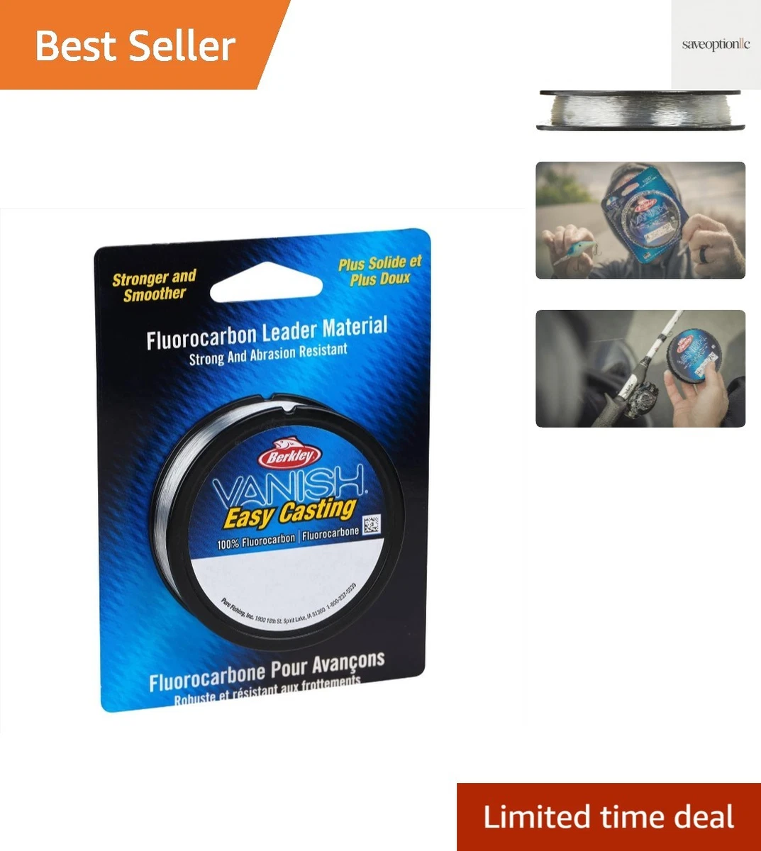 Línea De Pesca De Fluorocarbono 300 M - Líder Invisible Bajo El Agua, Resistente A La Abrasión (0.35 Mm)