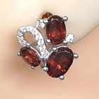 World Class 3.10ctw Garnet & White Sapphire 925 Sterling Silver Dangle Earrings — photo 1