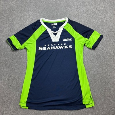 NFL Shirt Damen Small Blau Seattle Seahawks Football USA 90s Outdoors Logo Lady