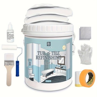 #ad Tile paint white 32oz with 7 piece tool set bathtub countertop renovation $39.99